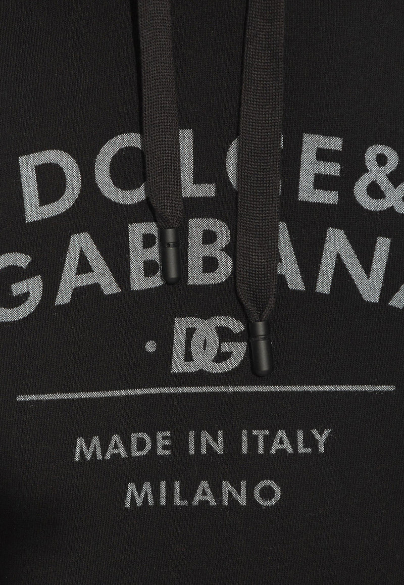 Dolce & Gabbana Logo Print Cropped Hooded Sweatshirt Black F9R32T GDB7E-N0000