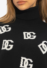 Dolce & Gabbana DG Logo Wool Turtleneck Sweater Black FXW11T JAWXA-N0004