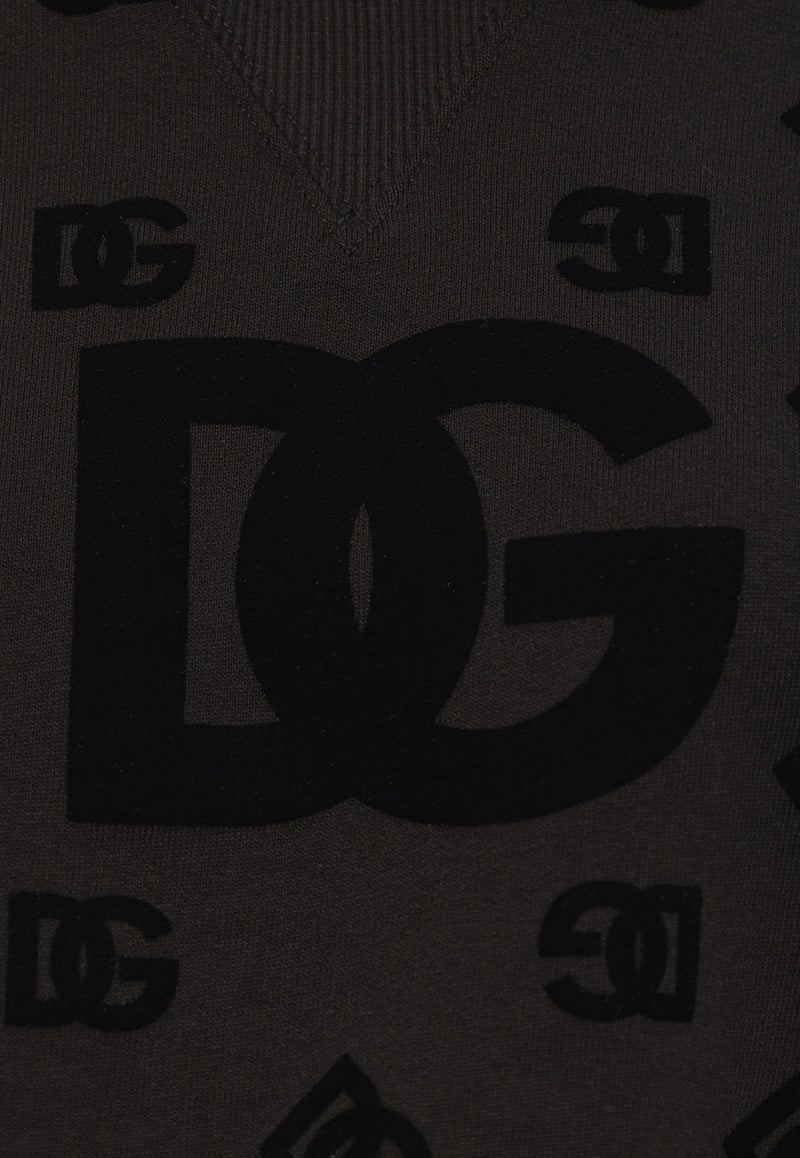 Dolce & Gabbana Flocked DG Logo Jersey Sweatshirt Black F9R60T GDB7F-S9000