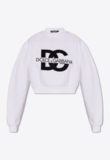 Dolce & Gabbana DG Logo Patch Cropped Sweatshirt White F9R55Z GDB7B-W0800