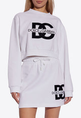 Dolce & Gabbana DG Logo Patch Cropped Sweatshirt White F9R55Z GDB7B-W0800