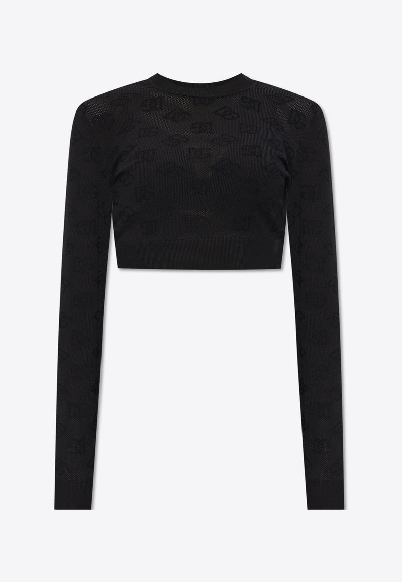 Dolce & Gabbana DG Logo Jacquard Open-Knit Sweater Black FXX14T JFMAL-N0000