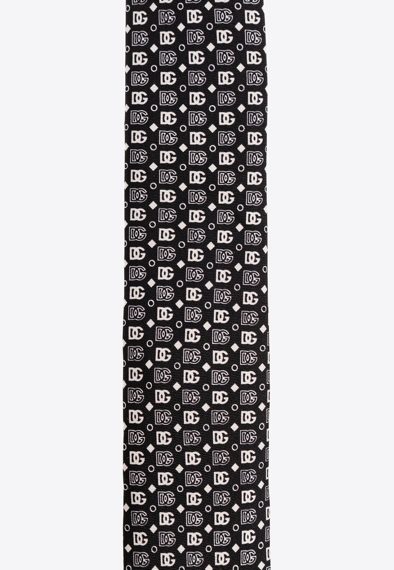 Dolce & Gabbana DG Logo Jacquard Silk Tie Black GT149E G0XCR-HNXKA