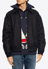 Dolce & Gabbana Wool Blend Zip-Up Bomber Jacket Navy G9ASOT FU3QB-B0665