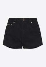 Dolce & Gabbana Logo Plaque High-Waist Denim Shorts Black FTCDDD G8KS0-S9001