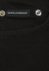 Dolce & Gabbana Logo Plaque High-Waist Denim Shorts Black FTCDDD G8KS0-S9001