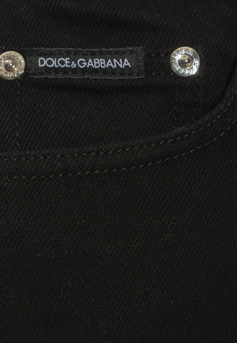 Dolce & Gabbana Logo Plaque High-Waist Denim Shorts Black FTCDDD G8KS0-S9001