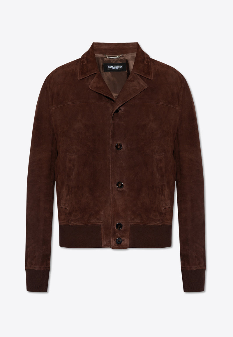 Dolce & Gabbana Suede Bomber Jacket Brown G9ATZL HULUL-M5039