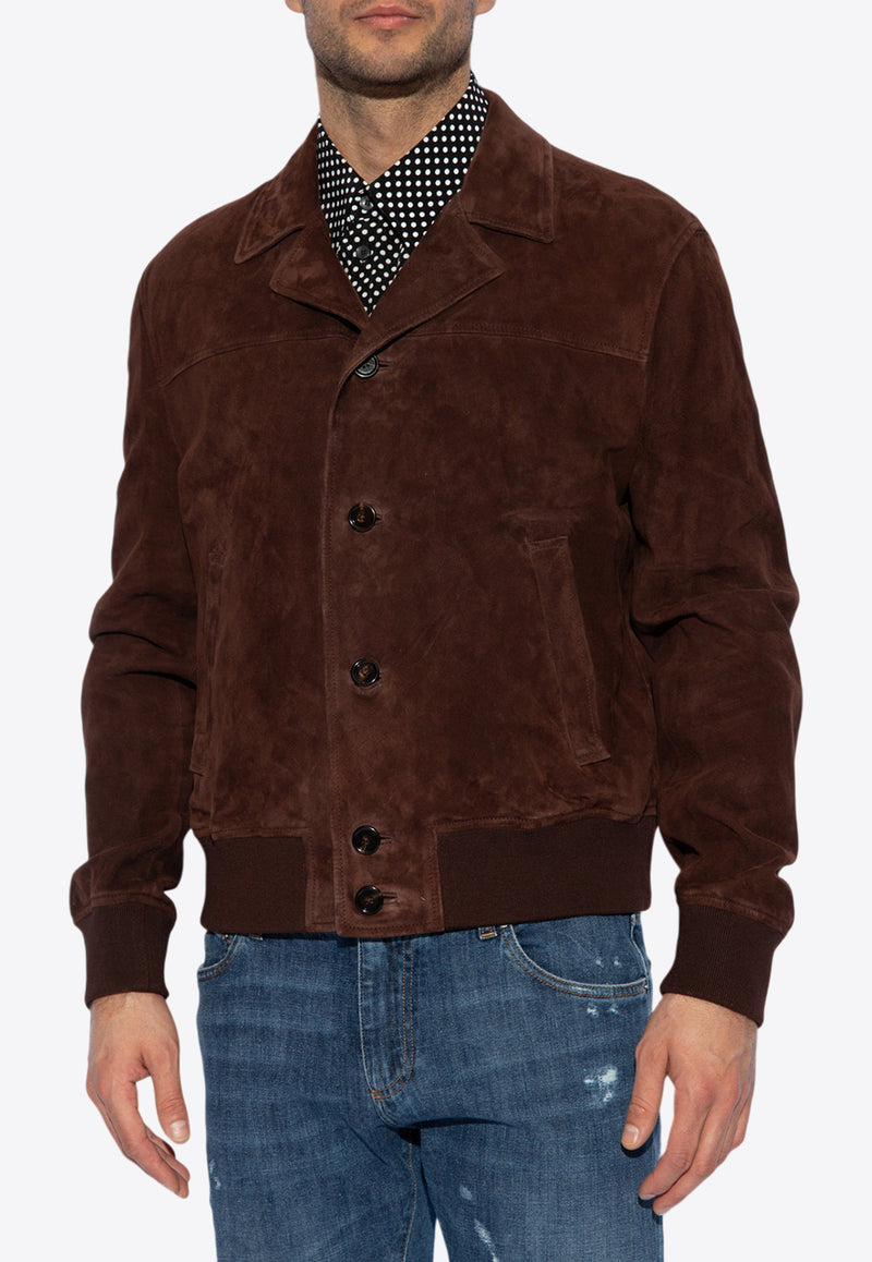 Dolce & Gabbana Suede Bomber Jacket Brown G9ATZL HULUL-M5039