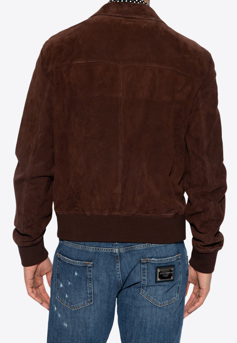 Dolce & Gabbana Suede Bomber Jacket Brown G9ATZL HULUL-M5039