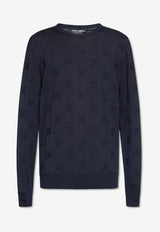 Dolce & Gabbana DG Logo Jacquard Wool Sweater Navy GXX02T JAST6-B1622