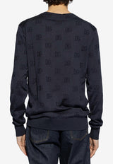 Dolce & Gabbana DG Logo Jacquard Wool Sweater Navy GXX02T JAST6-B1622