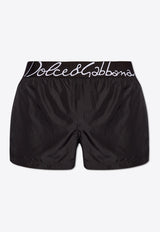 Dolce & Gabbana Logo Waistband Swim Shorts Black KĄPIELOWE M4F27T FUSFW-N0000