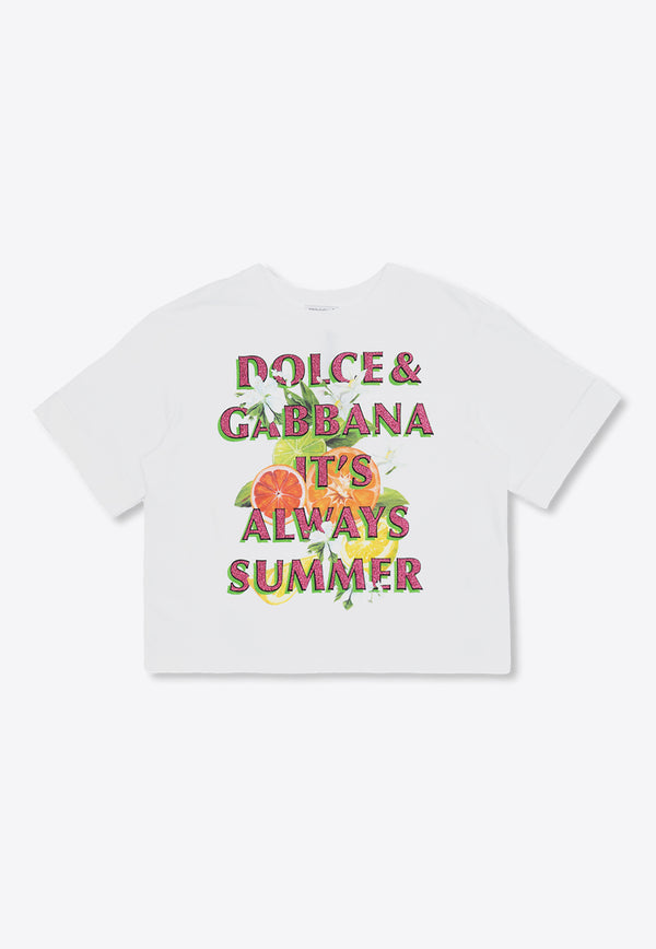 Dolce & Gabbana Kids Girls Graphic Print T-shirt White L5JTMV G7L7Y-W0800