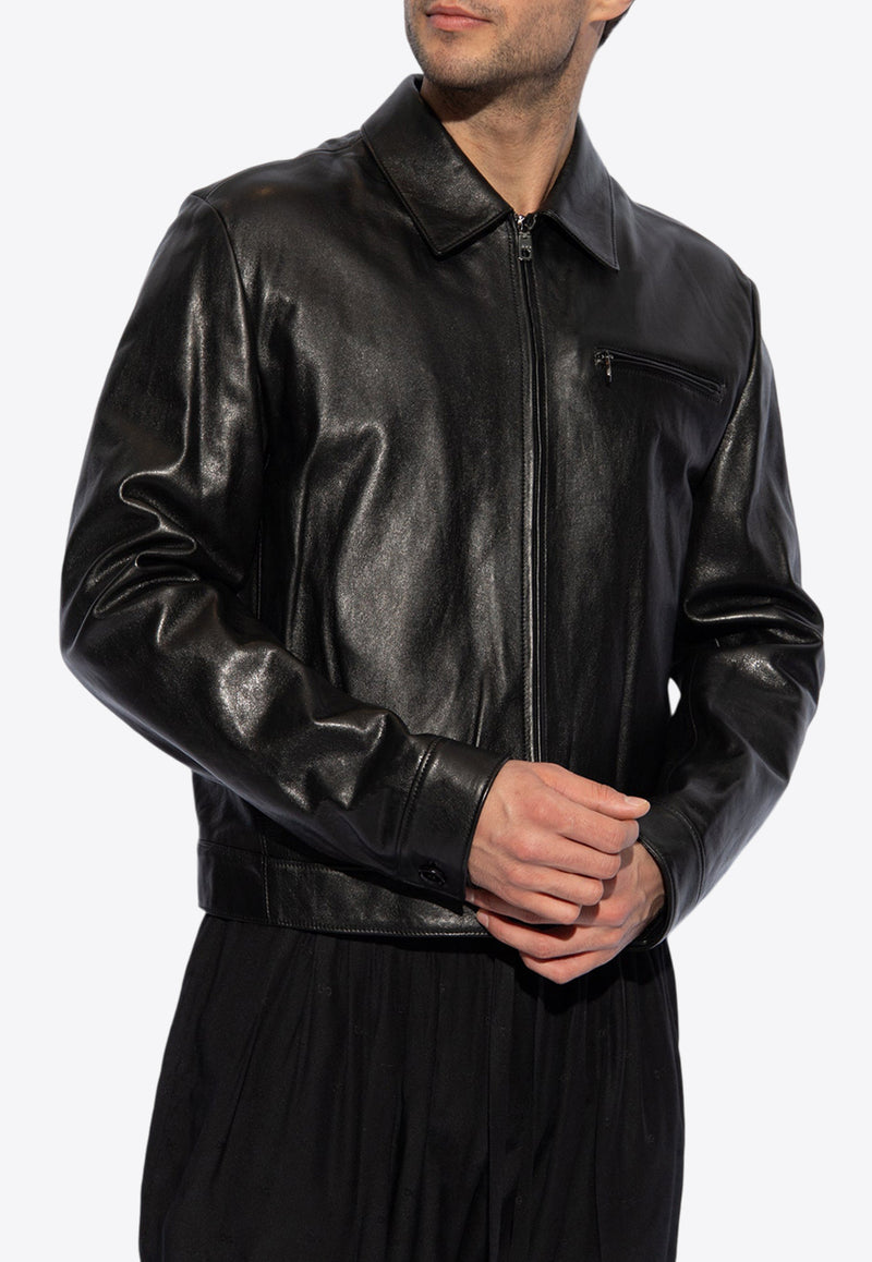 Dolce & Gabbana Zip-Up Leather Jacket Black G9ATUL HULUH-N0000