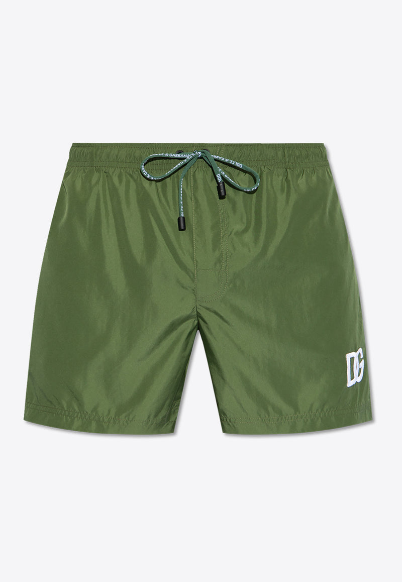 Dolce & Gabbana DG Logo Patch Swim Shorts Green KĄPIELOWE M4F29T FUSFW-V9524