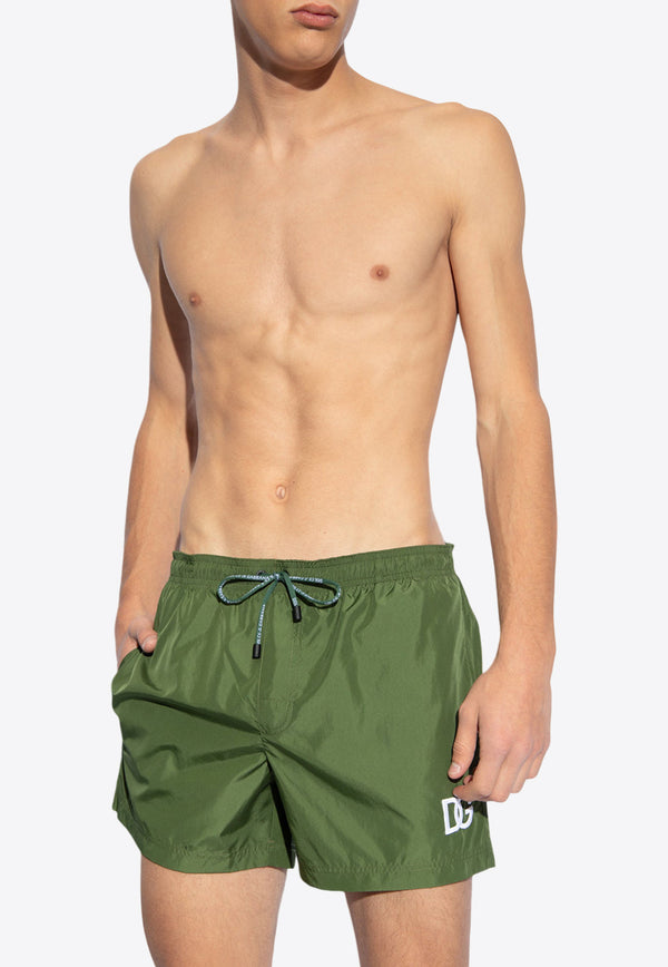 Dolce & Gabbana DG Logo Patch Swim Shorts Green KĄPIELOWE M4F29T FUSFW-V9524