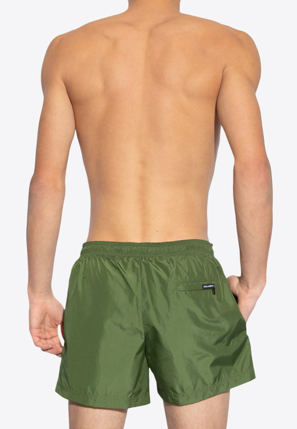 Dolce & Gabbana DG Logo Patch Swim Shorts Green KĄPIELOWE M4F29T FUSFW-V9524