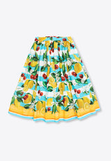 Dolce & Gabbana Kids Girls Fruits Print Pleated Skirt Multicolor L54I94 G7L8Z-H35AL