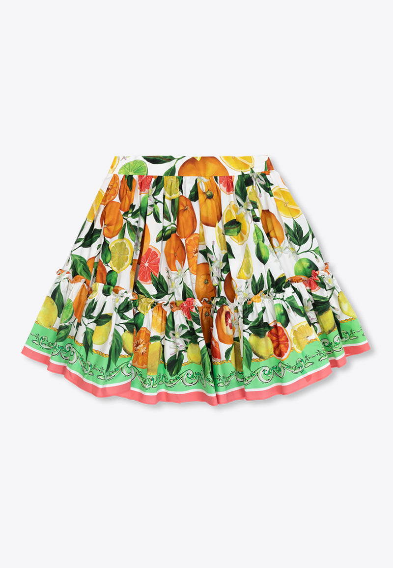 Dolce & Gabbana Kids Girls Fruits Print Tiered Mini Skirt Multicolor L54I58 G7L9A-HV5AN