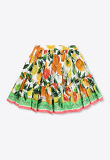 Dolce & Gabbana Kids Girls Fruits Print Tiered Mini Skirt Multicolor L54I58 G7L9A-HV5AN