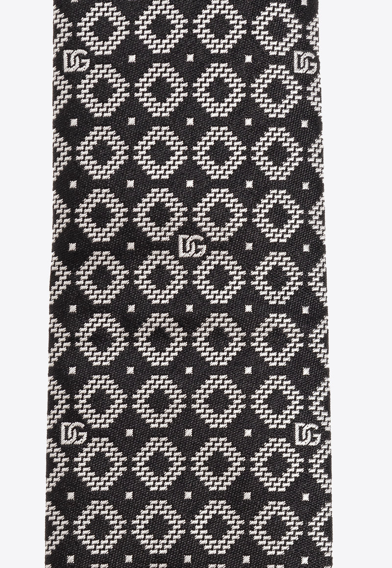 Dolce & Gabbana DG Logo Embroidered Silk Tie Black GT149E G0JRA-N0004