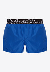 Dolce & Gabbana Logo Waistband Swim Shorts Blue KĄPIELOWE M4F27T FUSFW-B4401