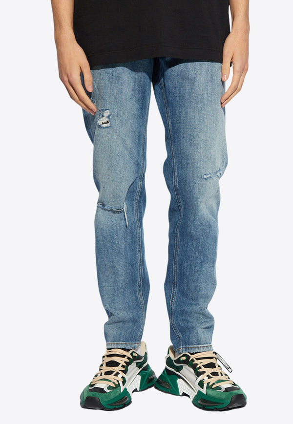 Dolce & Gabbana Straight-Leg Distressed Jeans Blue GYJCCD G8KO4-S9001