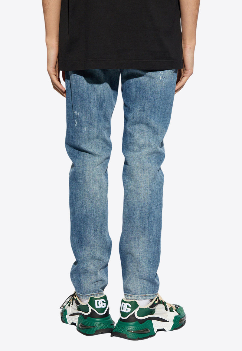 Dolce & Gabbana Straight-Leg Distressed Jeans Blue GYJCCD G8KO4-S9001