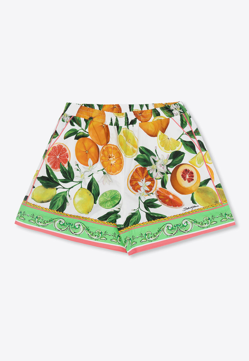 Dolce & Gabbana Kids Girls Mix Fruit Print Shorts Multicolor L52Q33 G7L9A-HV5AN