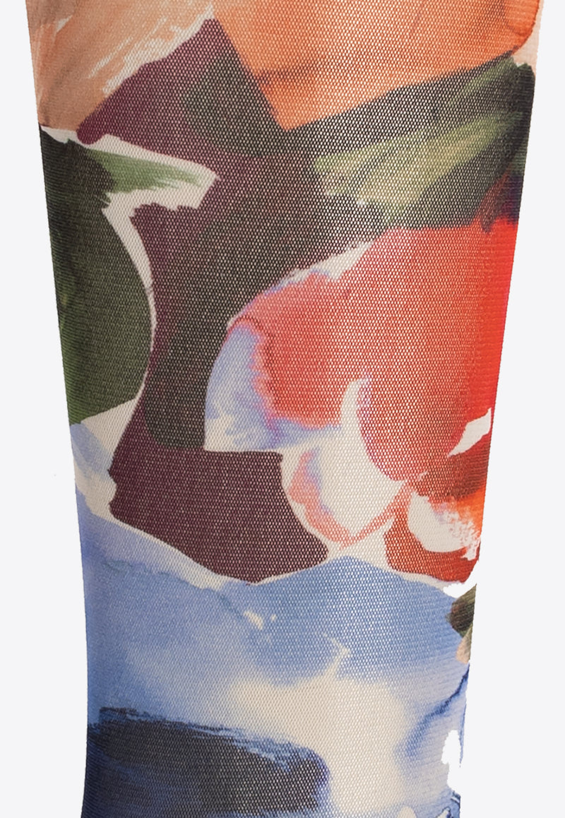 Dolce & Gabbana Floral Print Tulle Tights Multicolor O4A75T ONP27-HR4YE