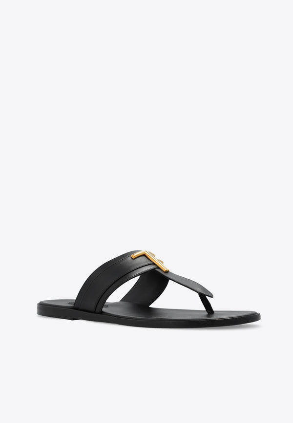 Tom Ford Brighton Logo Plaque Leather Sandals Black J1382 LCL076X-1N001