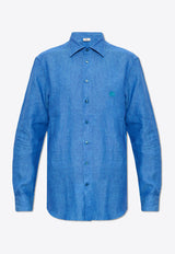 Etro Pegaso Embroidered Linen Shirt Blue MRIB0002 99TU3D1-B0322