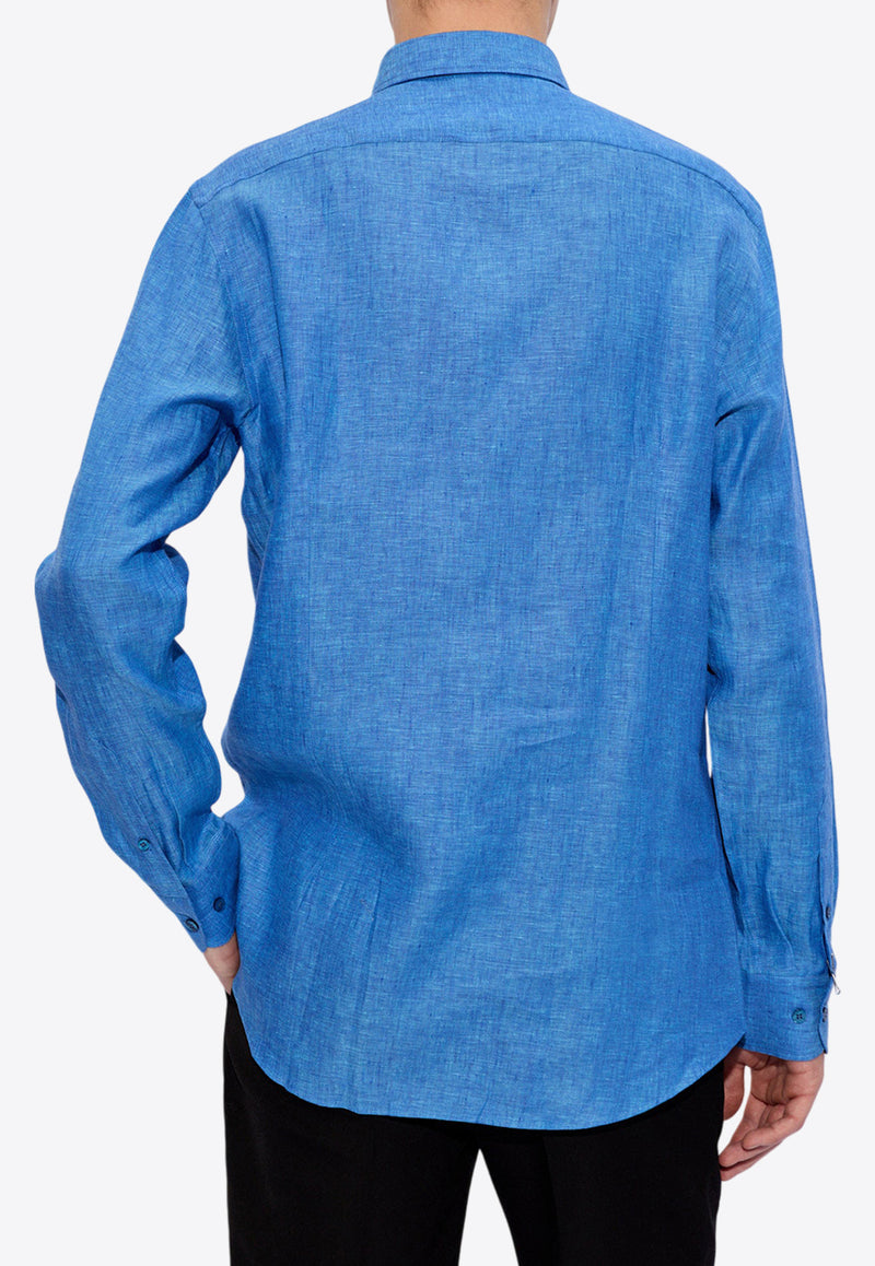 Etro Pegaso Embroidered Linen Shirt Blue MRIB0002 99TU3D1-B0322