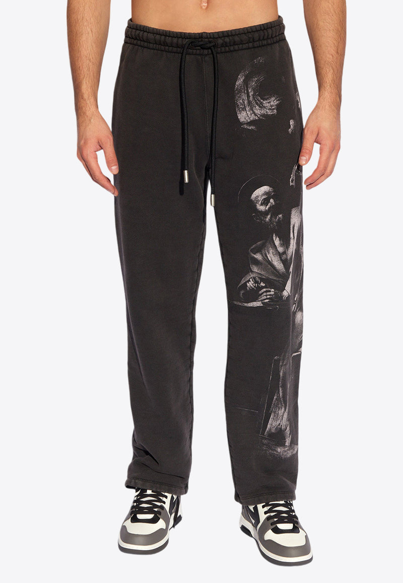 Off-White S. Matthew Print Track Pants Gray OMCH054C99 FLE001-1077