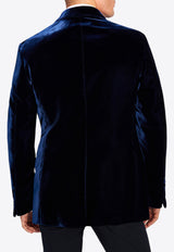 Tom Ford Single-Breasted Velvet Blazer Navy JESPF1 VUS01-HB901