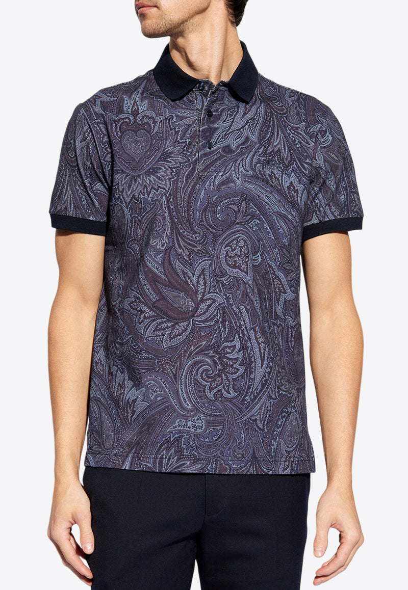 Etro Paisley Print Polo T-shirt Blue MRMD0004 AJ041-X0883