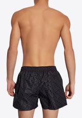 Off-White Monogram Print Swim Shorts Black KĄPIELOWE OMFD011C99 FAB002-1000