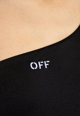 Off-White OFF Stamp One-Shoulder Swimsuit Black OWFC017S24 FAB001-1001