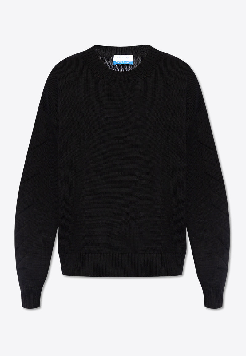 Off-White 3D Diag Crewneck Sweater Black OMHE151C99 KNI001-1010