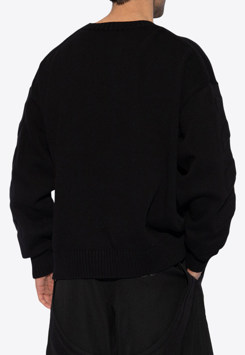 Off-White 3D Diag Crewneck Sweater Black OMHE151C99 KNI001-1010