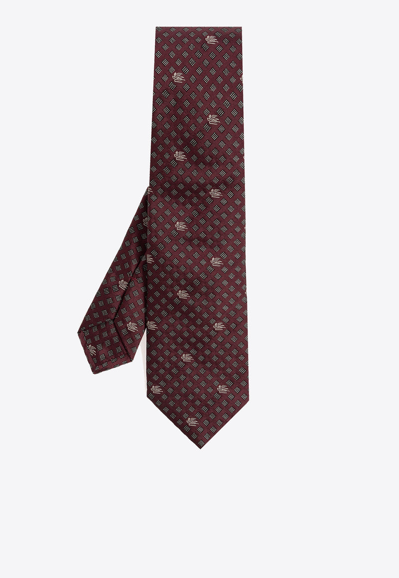 Etro Pegaso Motif Silk Tie Bordeaux MASA0001 AS194-S9865