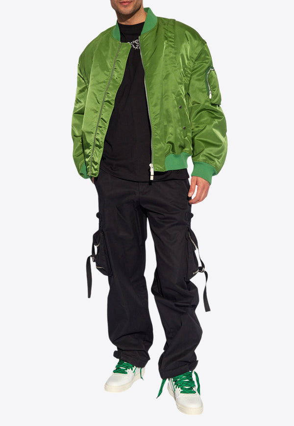 Off-White Convertible Zip-Up Bomber Jacket Green OMEH056S24 FAB001-5757