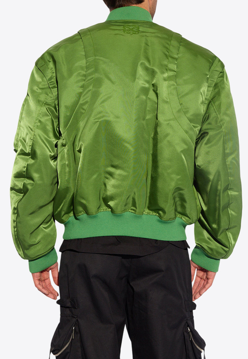 Off-White Convertible Zip-Up Bomber Jacket Green OMEH056S24 FAB001-5757