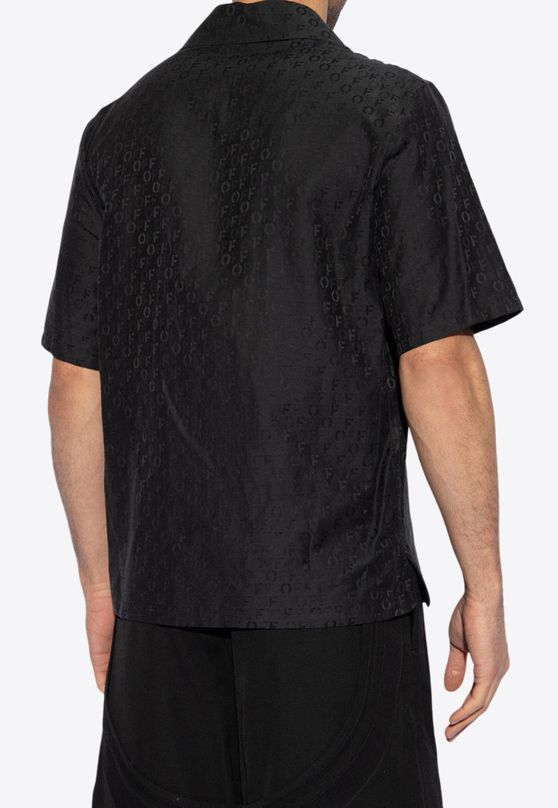 Off-White Logo Jacquard Silk Shirt Black OMGG004C99 FAB001-1000