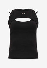 Off-White Embroidered-Logo Two-Layer Top Black OWAD237C99 JER001-1001