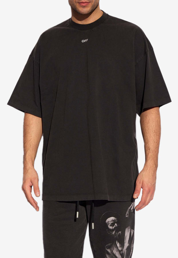 Off-White Logo-Print Crewneck Oversized T-Shirt Black OMAA161C99 JER002-1077