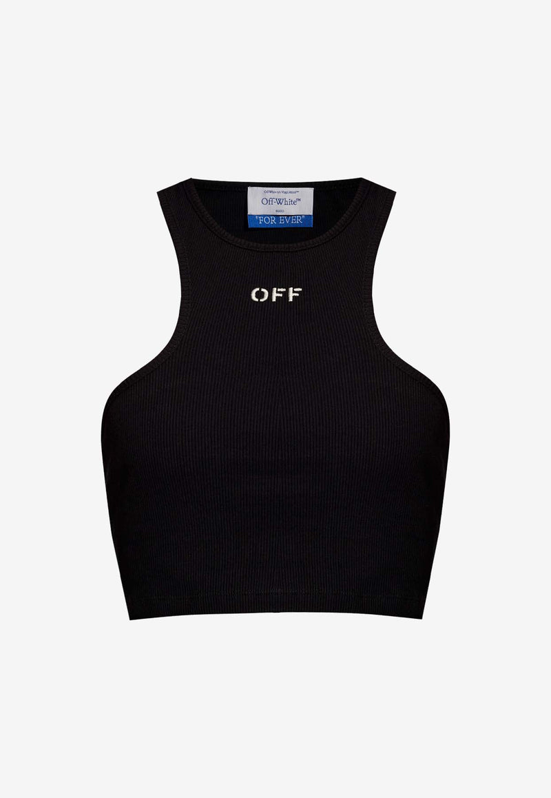 Off-White Embroidered-Logo Cropped Top Black OWAD086C99 JER002-1001