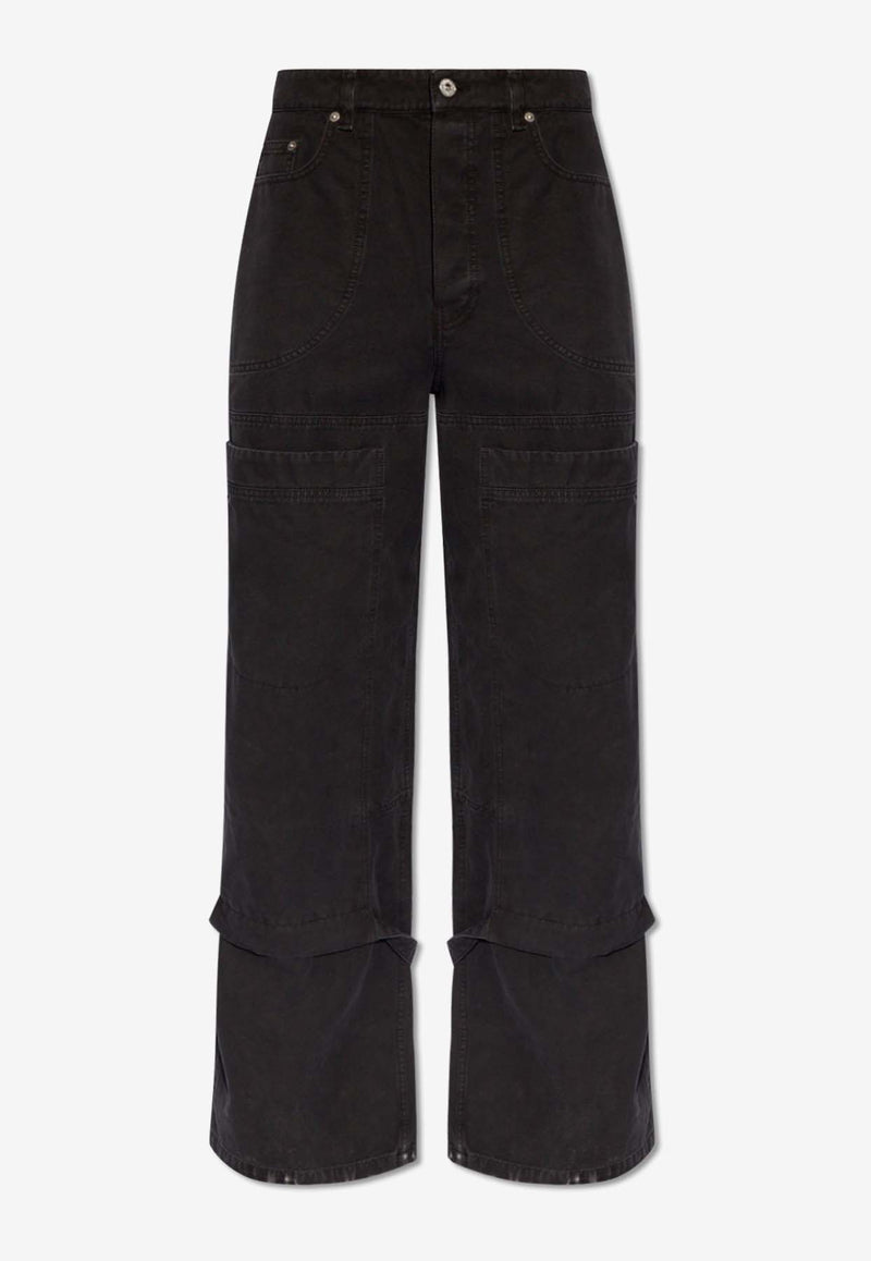 Off-White Wide-Leg Cargo Denim Pants Black OMCE044C99 FAB001-1000