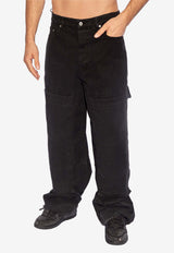 Off-White Wide-Leg Cargo Denim Pants Black OMCE044C99 FAB001-1000